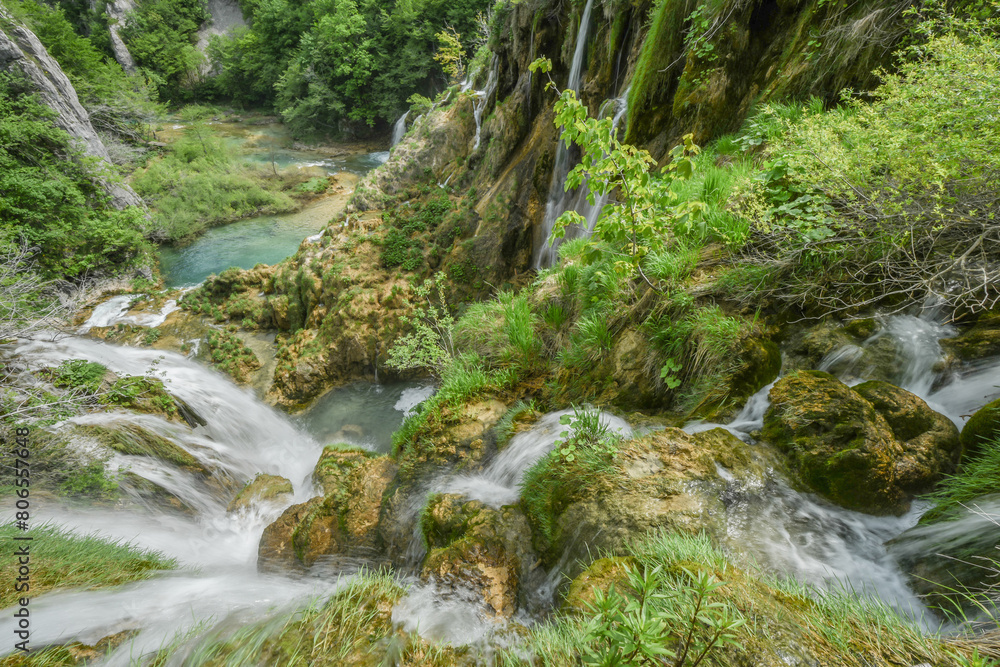 Landscape View Of The Beautiful Plitvice Lakes National Park At Summer, Croatia Landscape View Of The Beautiful Plitvice Lakes National Park At Summer, Croatia