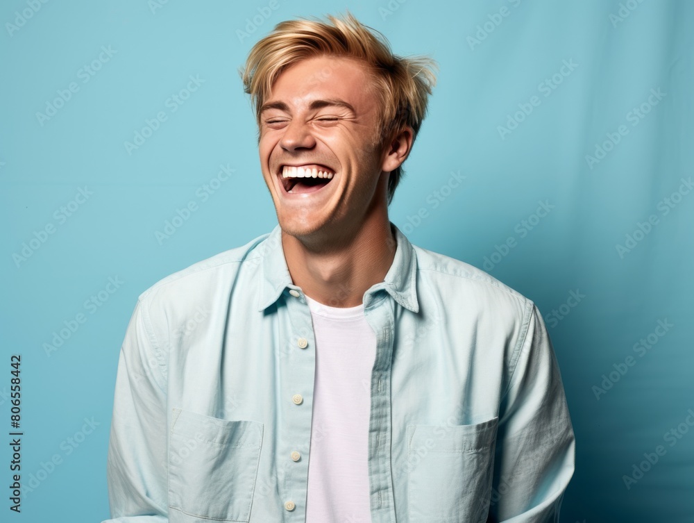 A man with is smiling and laughing A man with is smiling and laughing