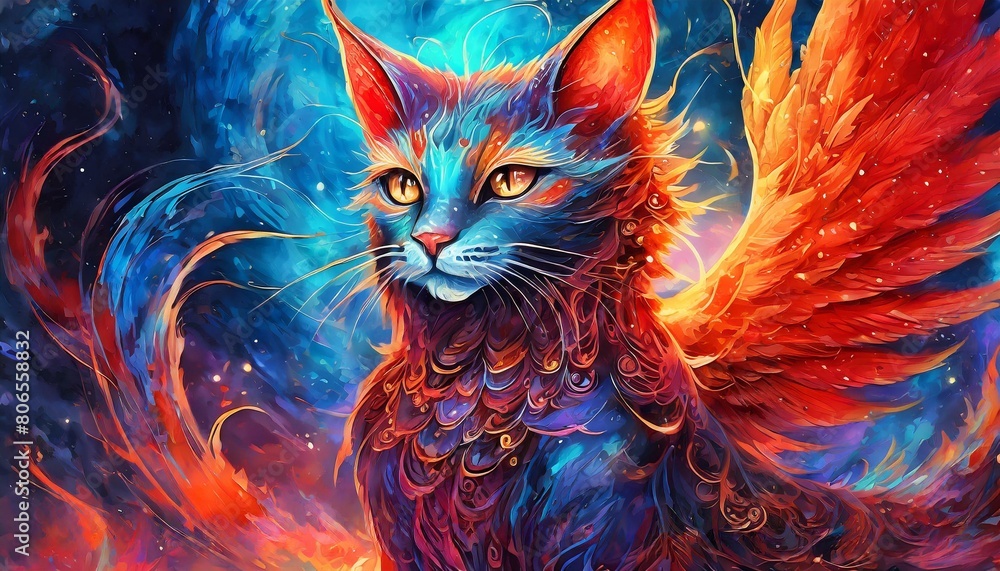 Magical Mythical Cosmic Phoenix Cat