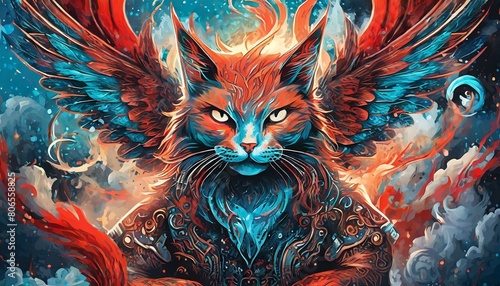 Magical Mythical Cosmic Phoenix Cat photo