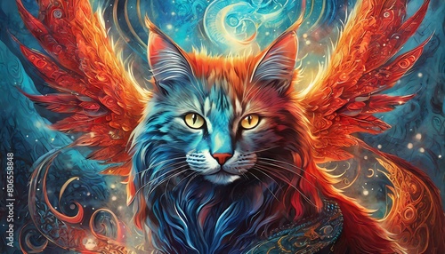 Magical Mythical Cosmic Phoenix Cat