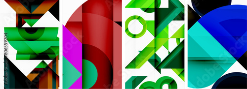 Triangle poster abstract background set for wallpaper, business card, cover, poster, banner, brochure, header, website