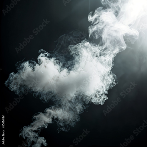 A close-up of smoke rising from a source, with the background being dark and out of focus.