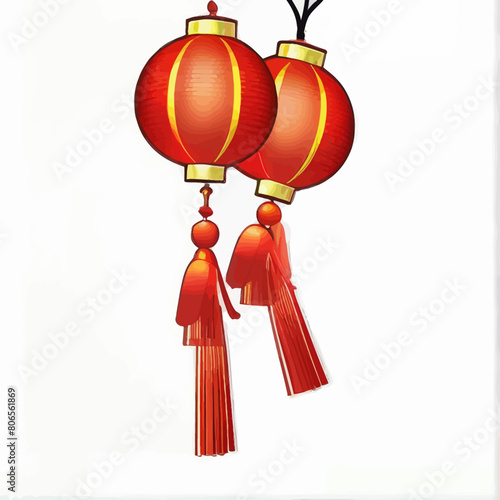 a couple of red lanterns hanging from a ceiling