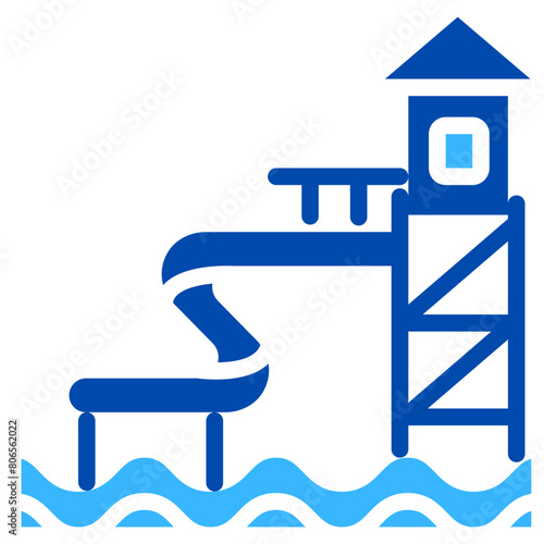 Water Adventure Solid Color Icon Design Vector