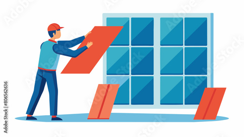 Each panel is meticulously inspected and adjusted to ensure a seamless fit and flawless installation.. Vector illustration