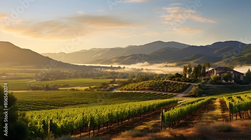 panoramic view of vineyard in Tuscany  Italy