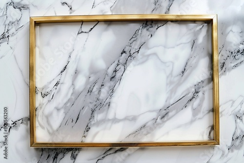 photrealistic of golden frame on marble slab. abstract backgrounds. photo