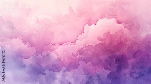 Pink watercolor background with soft pink clouds  a pastel color wash creates a romantic and dreamy atmosphere. 