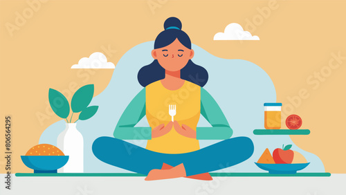A person takes a moment to meditate before eating setting the intention to nourish their body and mind with each bite..