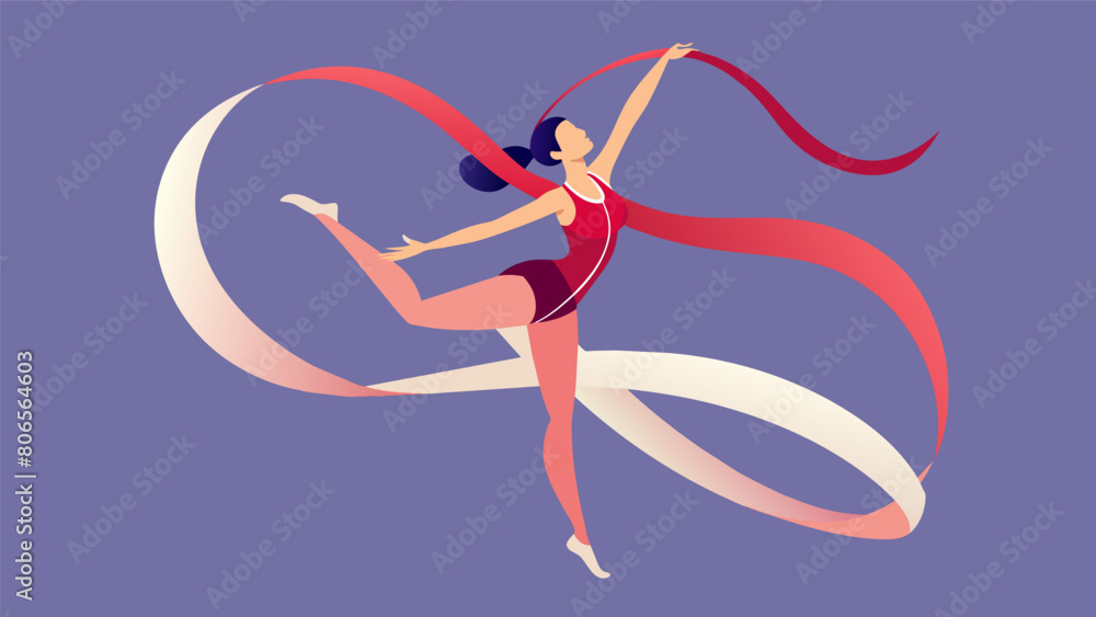 Each wave of the ribbon is precision personified as the gymnast exees a flawless routine.. Vector illustration