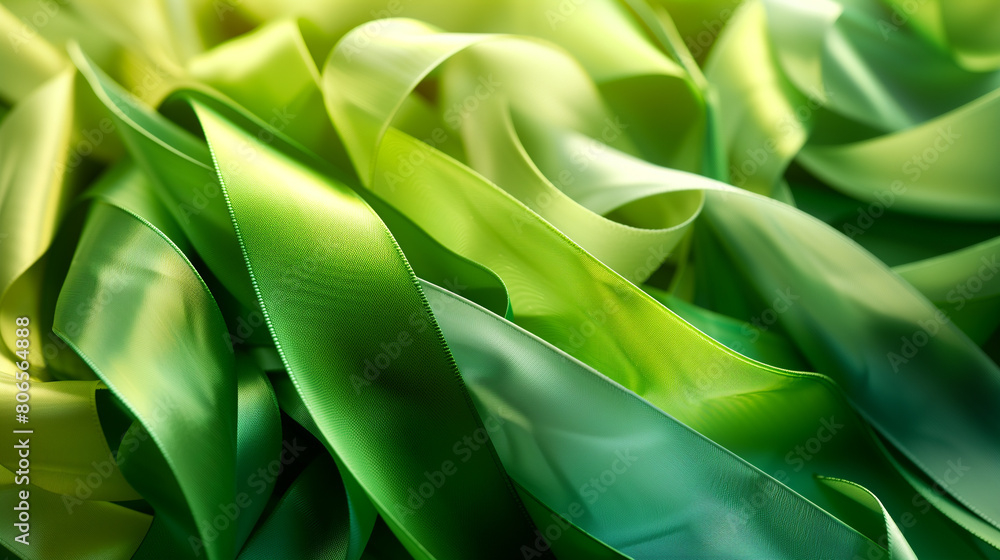 Green satin ribbon texture Green satin ribbon texture