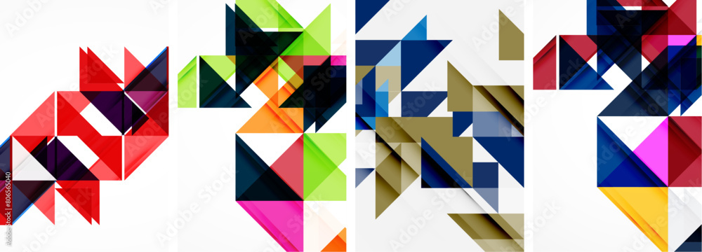 Triangle poster geometric background set