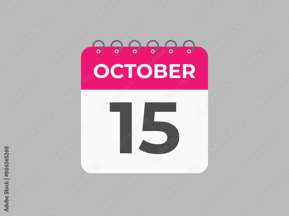 October 15 calendar reminder. 15 October daily calendar icon template. Calendar 15 October icon Design template. Vector illustration
October 15 calendar reminder. 15 October daily calendar icon template. Calendar 15 October icon Design template. Vector illustration