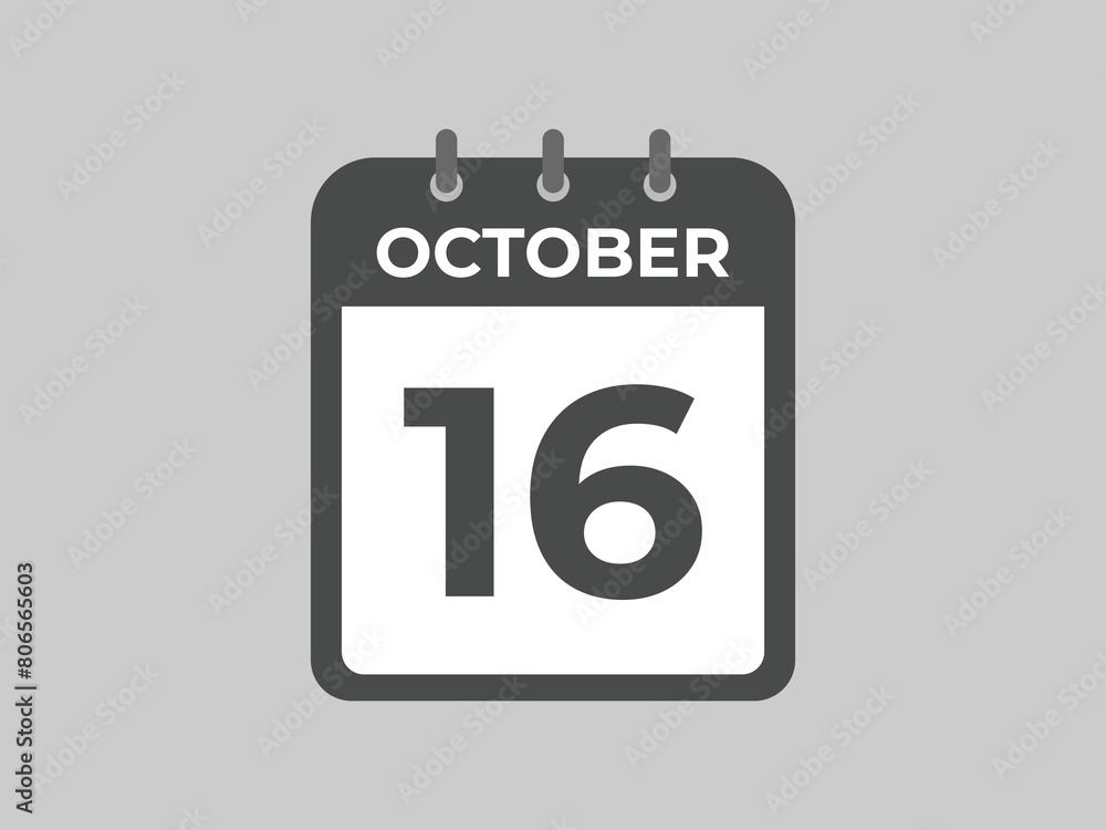 October 16 calendar reminder. 16 October daily calendar icon template. Calendar 16 October icon Design template. Vector illustration
October 16 calendar reminder. 16 October daily calendar icon template. Calendar 16 October icon Design template. Vector illustration