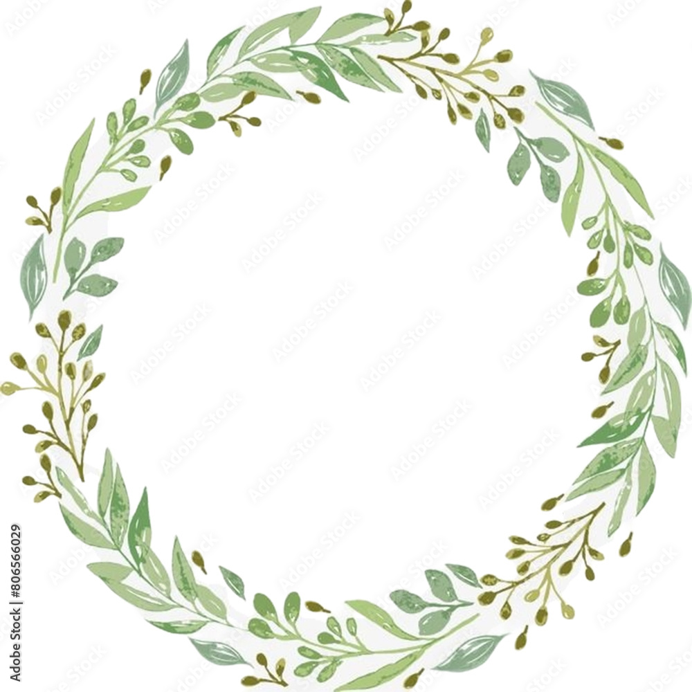 laurel wreath isolated on white, green laurel wreath