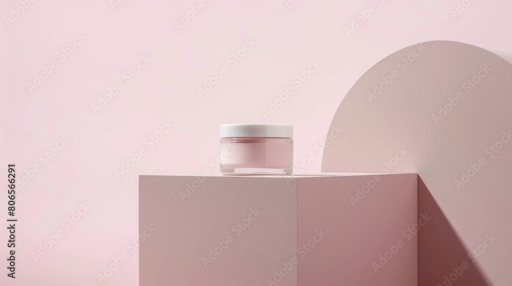 Minimalist Beauty Cream Jar on Pink Surface Minimalist Beauty Cream Jar on Pink Surface