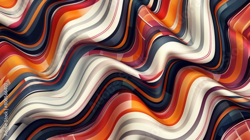 Wallpaper Mural An abstract illustration of a plaid pattern morphing and swirling, creating a dynamic and playful composition. Torontodigital.ca