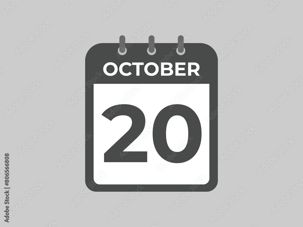 October 20 calendar reminder. 20 October daily calendar icon template. Calendar 20 October icon Design template. Vector illustration
October 20 calendar reminder. 20 October daily calendar icon template. Calendar 20 October icon Design template. Vector illustration