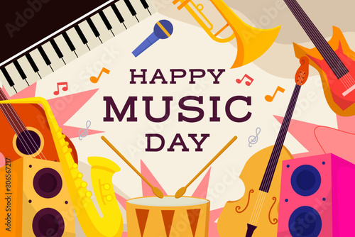 flat design world music day background illustration