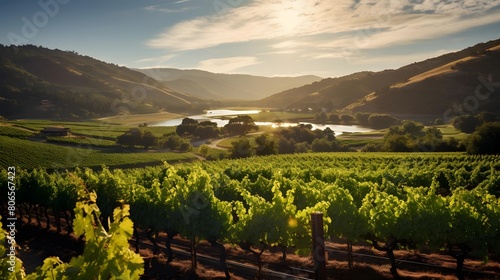 panoramic view of a vineyard in the middle of the valley