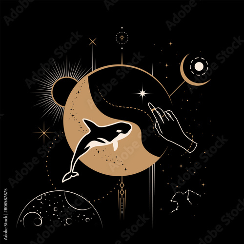 Magical Mystical and Esoteric Celestial Constellation Illustration
