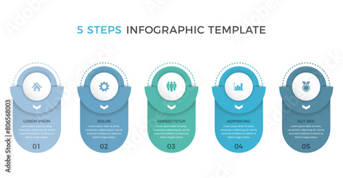 Infographic template with five parts, process, workflow chart, vector eps10 illustration © Aleksandr Bryliaev