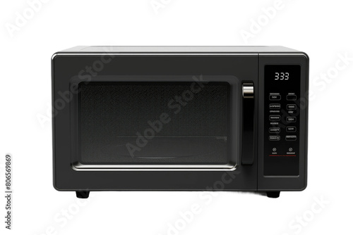 The Midnight Appliance: A Sleek Black Microwave on White or PNG Transparent Background.