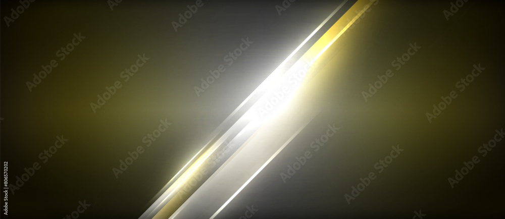 A stunning white and gold diagonal line on a black background with a lens flare effect, creating a striking contrast of darkness and light. The metallike pattern gives an elegant touch to the design A stunning white and gold diagonal line on a black background with a lens flare effect, creating a striking contrast of darkness and light. The metallike pattern gives an elegant touch to the design