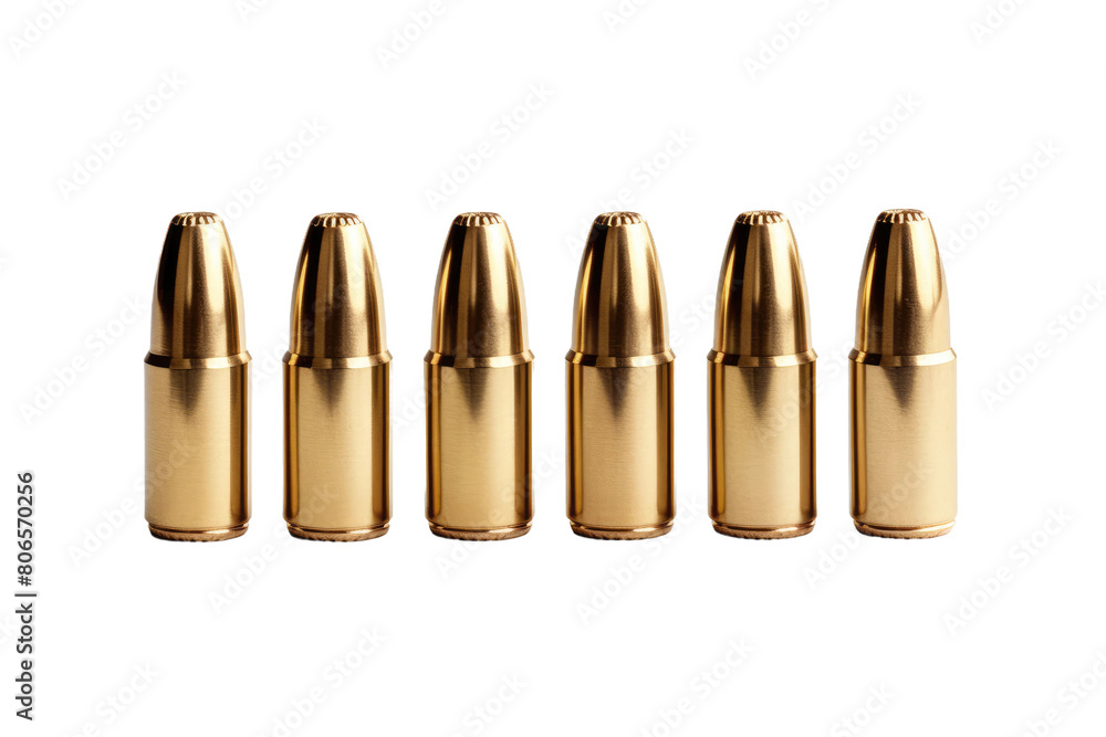 Shimmering Symphony: A Group of Brass Bullet Shells on White or PNG Transparent Background. Shimmering Symphony: A Group of Brass Bullet Shells on White or PNG Transparent Background.