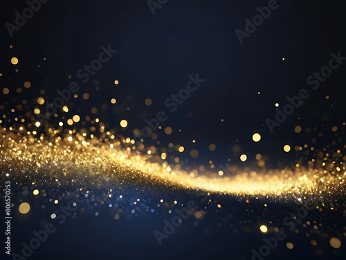 black background abstract glitter lights gold and black bokeh background black texture dark. ai