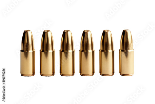 Wallpaper Mural Shimmering Symphony: A Group of Brass Bullet Shells on White or PNG Transparent Background. Torontodigital.ca