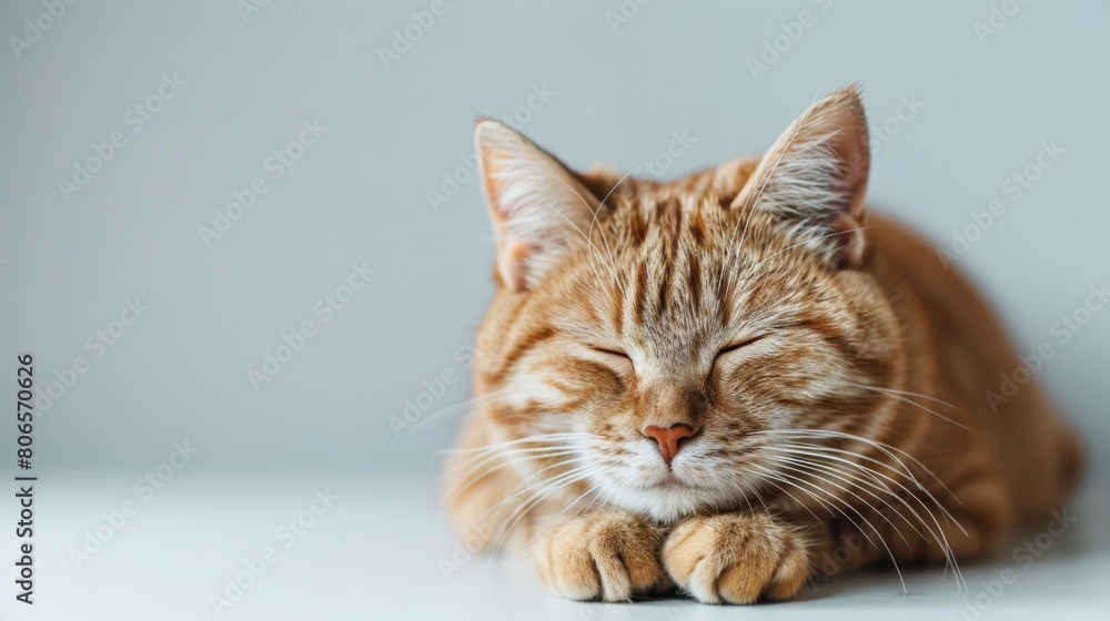 A cat is sleeping on a white table A cat is sleeping on a white table