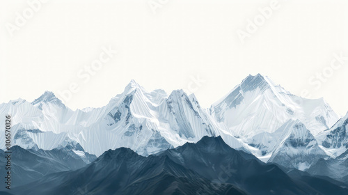 A panoramic view of majestic mountain peaks with snow caps © Venka