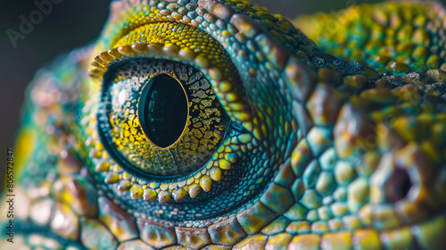 Close-up image of lizard's face.