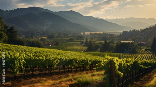 panoramic view of vineyard in Tuscany  Italy
