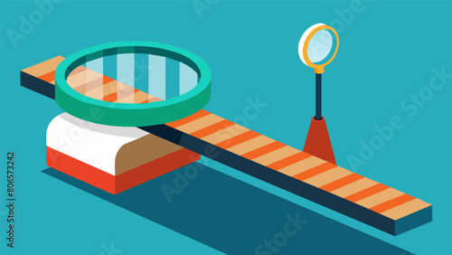 A massive magnifying glass hovering over the conveyor belt giving the impression that it is the source of all the exaggeration..