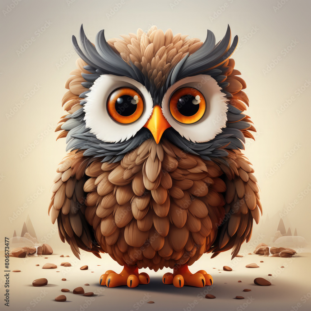 Obraz premium Watercolor Nova owl, clipart Illustration, Generative Ai