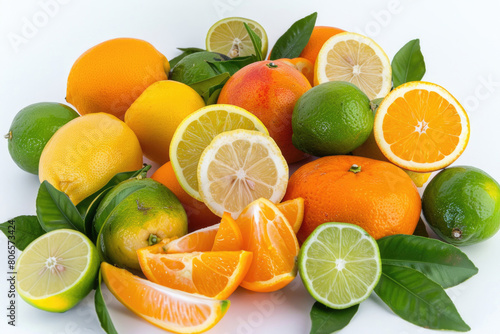 A medley of fresh citrus fruits  including oranges  lemons  and limes