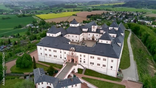 Schloss Stadt Augustusburg Erzgebirge Sachsen vogelperspektive