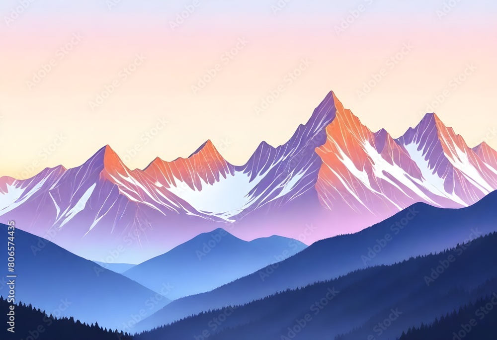 modernist style Serene mountain range at sunset ma (2)