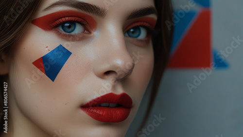 portrait of a woman with a flag