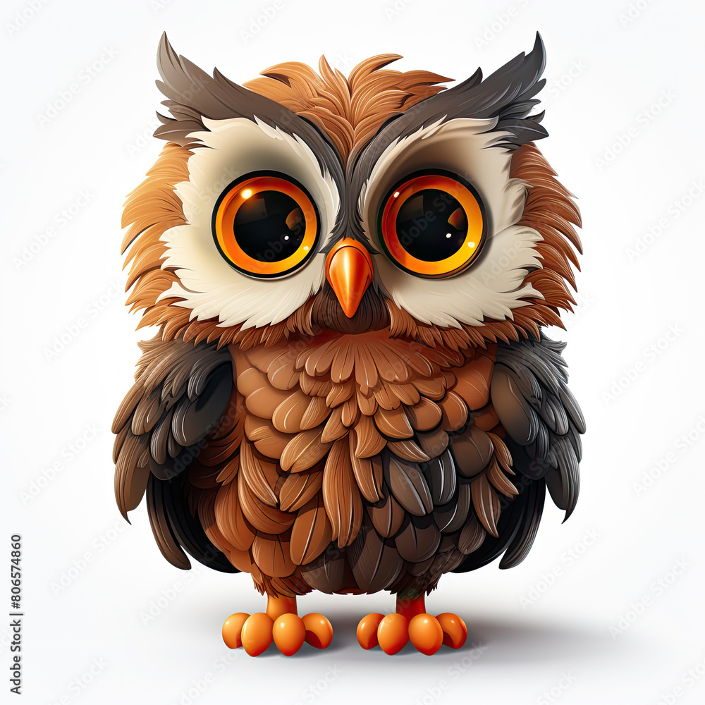 Fototapeta premium Watercolor Nova owl, clipart Illustration, Generative Ai