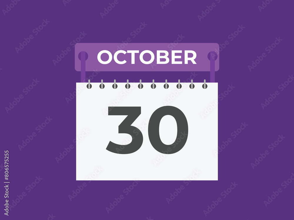 October 30 calendar reminder. 30 October daily calendar icon template. Calendar 30 October icon Design template. Vector illustration
October 30 calendar reminder. 30 October daily calendar icon template. Calendar 30 October icon Design template. Vector illustration