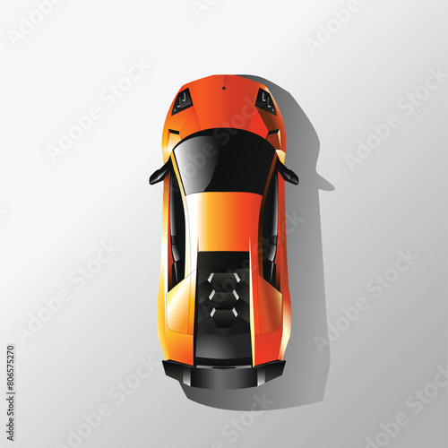 Highly realistic vector illustration of an orange supercar