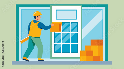 Installing energyefficient windows and insulation for improved energy conservation.. Vector illustration