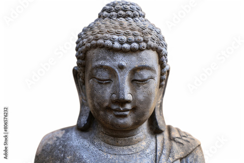 A serene Buddha statue with a peaceful expression and intricate details