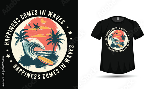 Summer t-shirt design vector with rounded summer theme vector  (ID: 806576460)