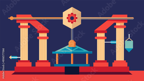 With its precise movements and advanced technology the 3D printer creates intricate and complex shapes for structural support beams surpassing. Vector illustration