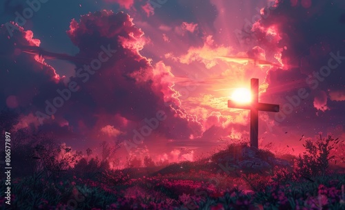 The cross on the hill with beautiful sunset sky background  Easter background  cross  4k HD wallpaper   Dramatic Sunset Cross  Symbol of Christ s Passion Illuminated by Divine    Crucifixion Of Jesus 
